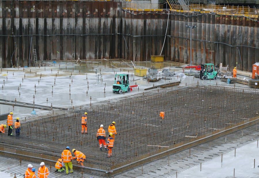 A crew working on a building site